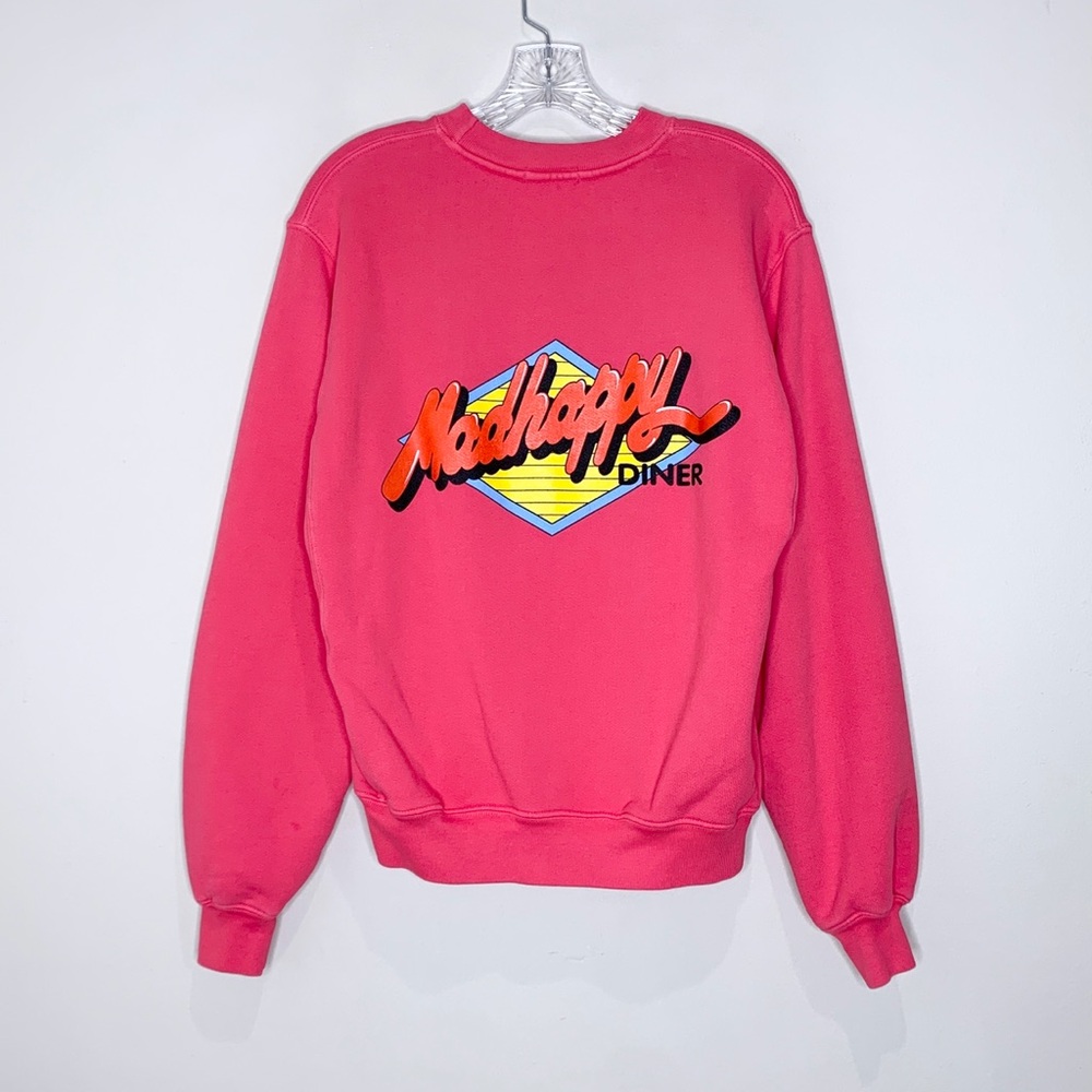 Madhappy Diner Fleece Crewneck Sweatshirt (Sz XS) Flamingo Red Pink